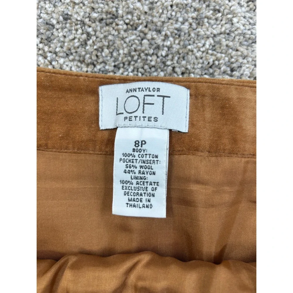 Ann Taylor Loft Petites Brown Corduroy Tweed A-Line Skirt 8P 8 Petites #0576